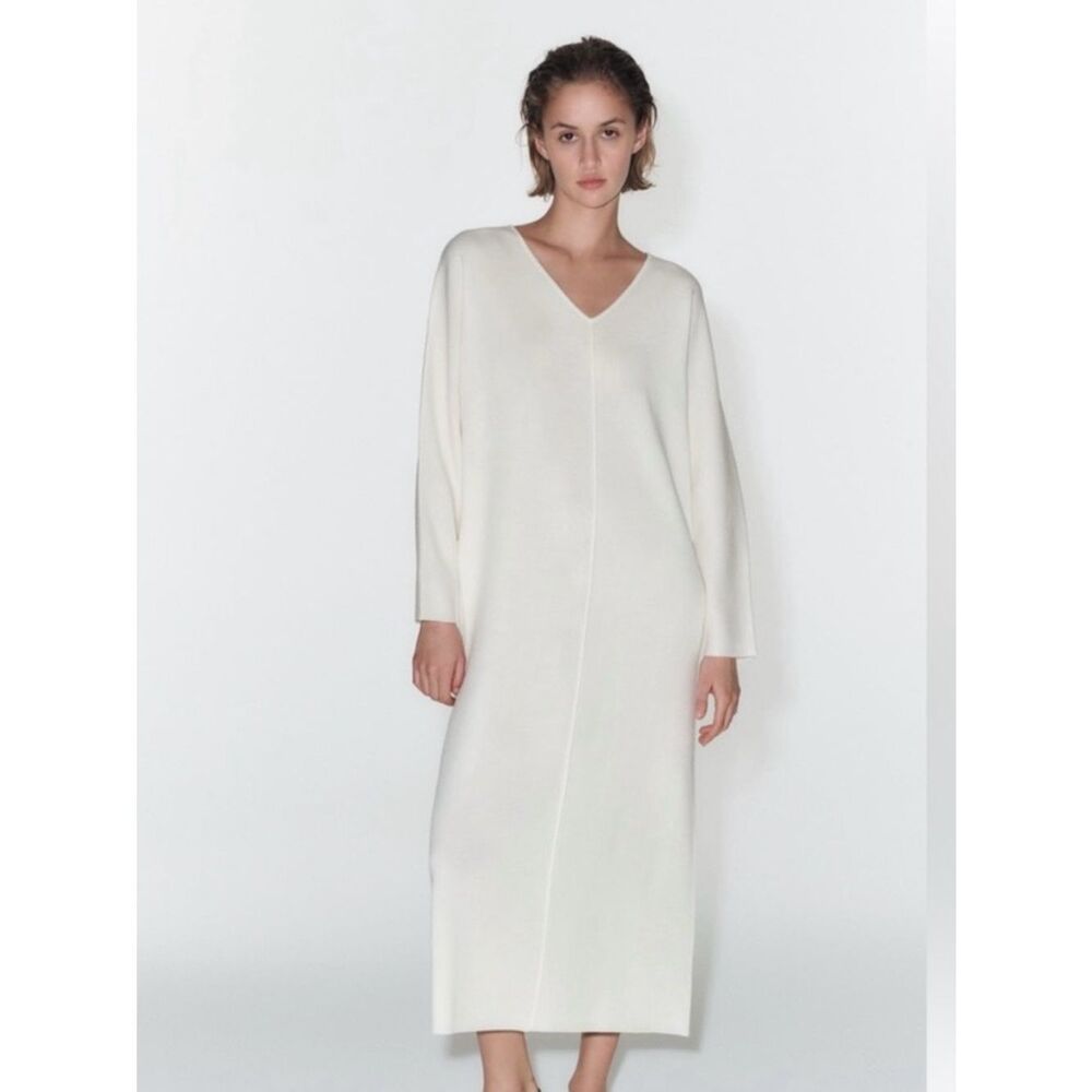 ZARA Minimalist Oversized V Neck Knit Maxi Dress